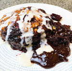 CHOCOLATE LAVA CAKE WITH MIXED BERRY COMPOTE