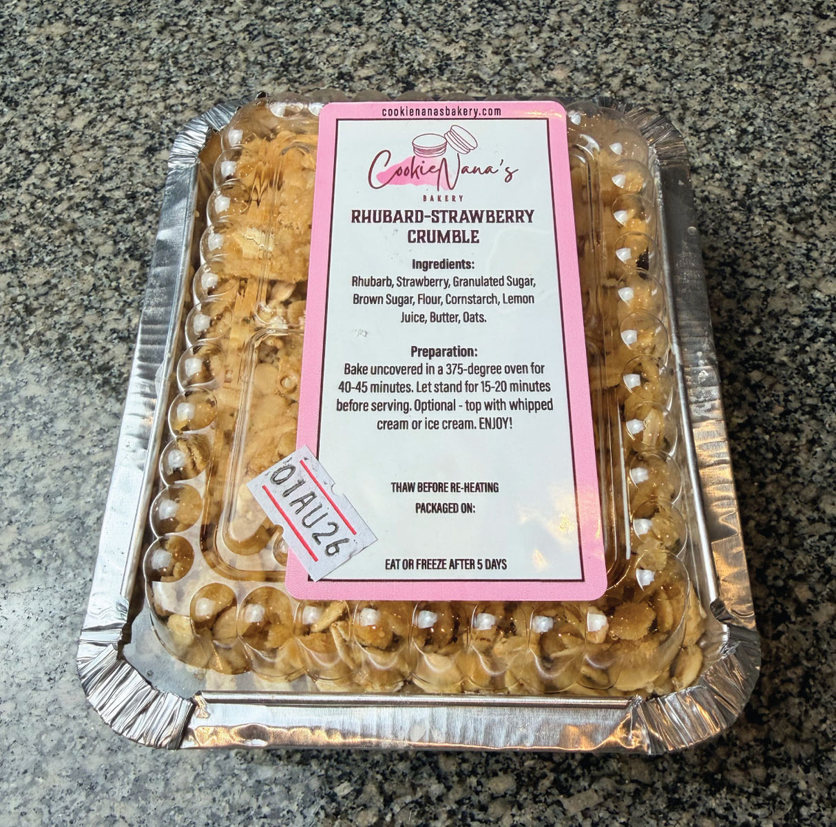 COOKIE NANA'S RHUBARB STRAWBERRY CRUMBLE